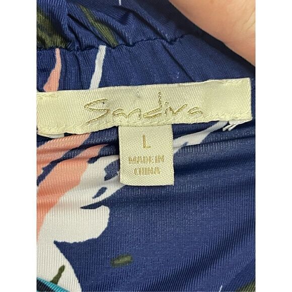 Women’s floral Large jumpsuit Sandiva blue strapless wide leg - Picture 6 of 6